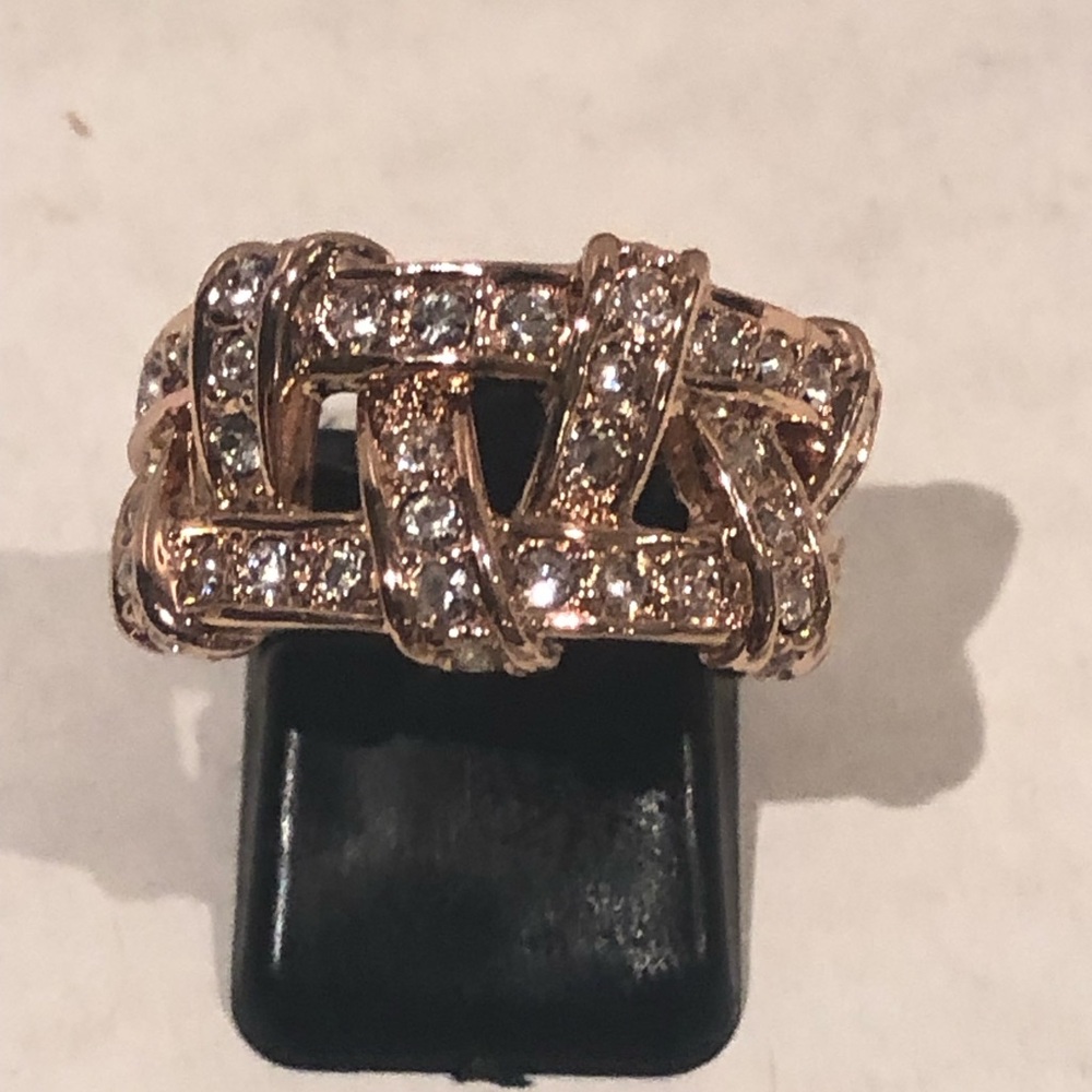 3/$20 Rose Gold with Crystals Ring - Size 6.5